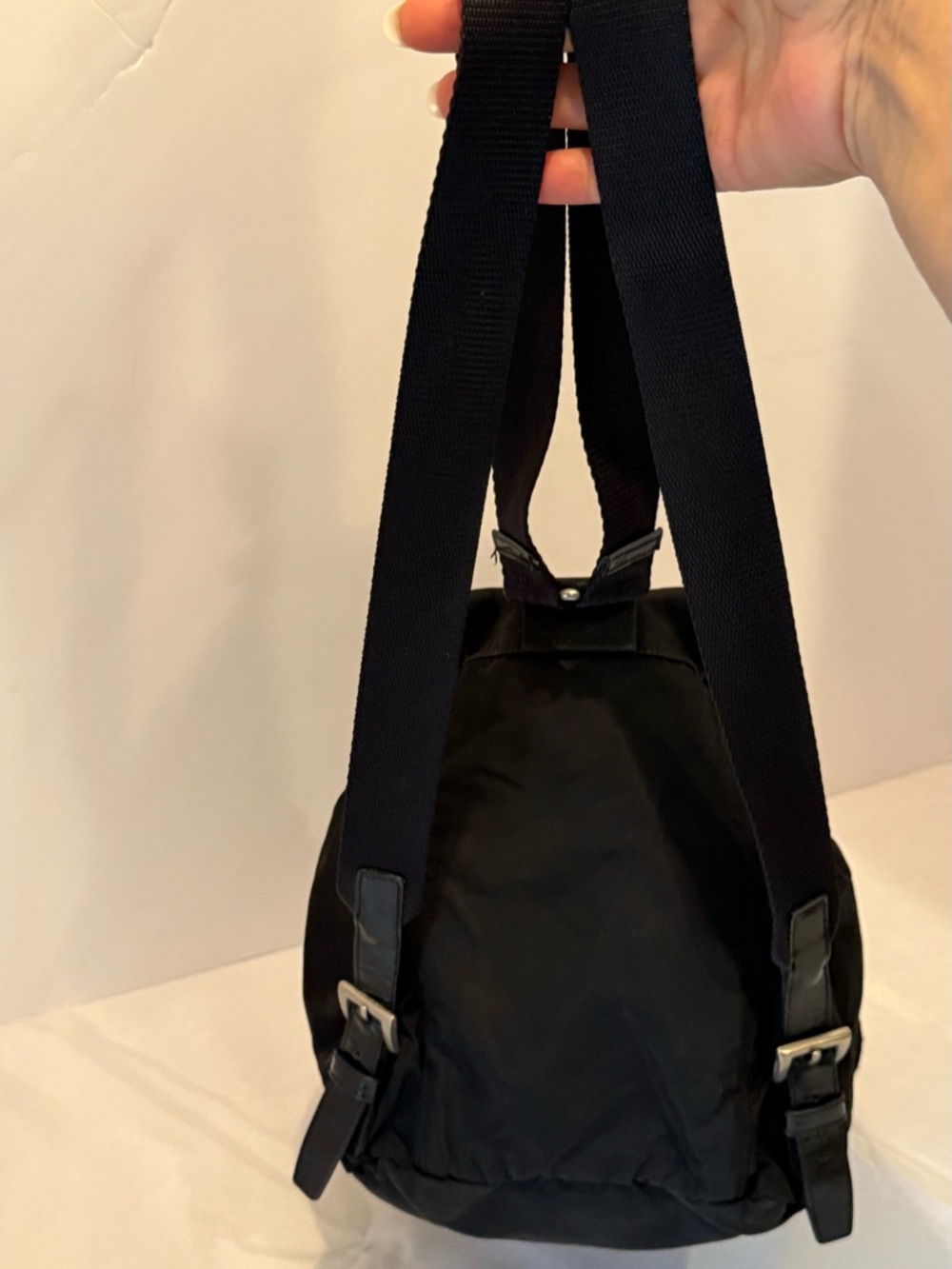 Prada Black Nylon Drawstring Backpack with Front Zip Pocket - Picture 4 of 14